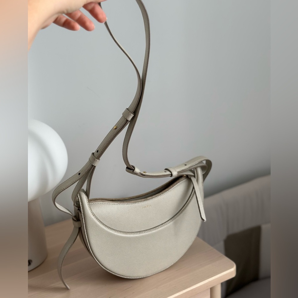 Polene Cream Shoulder Bag with Pebbled Leather Finish